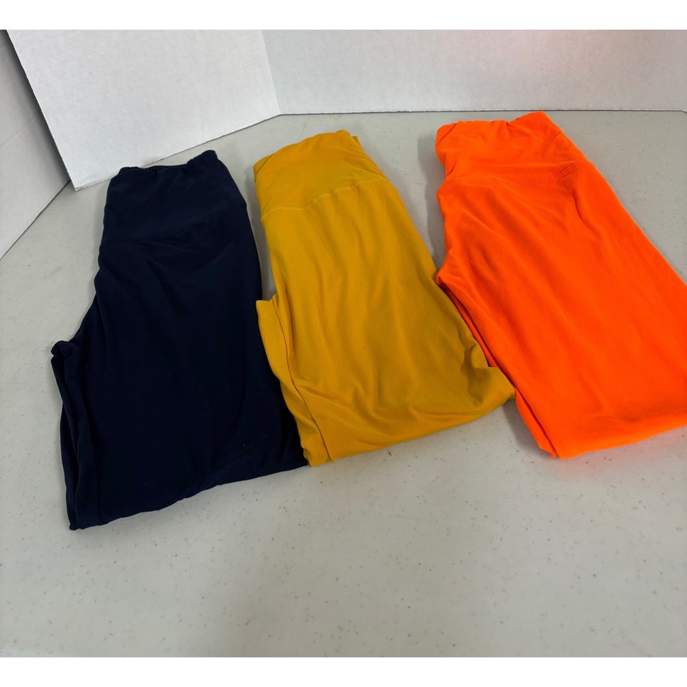 Leggings Depot Womens‎ OS Navy Yellow Orange Comfort Stretch Leggings 3 pair